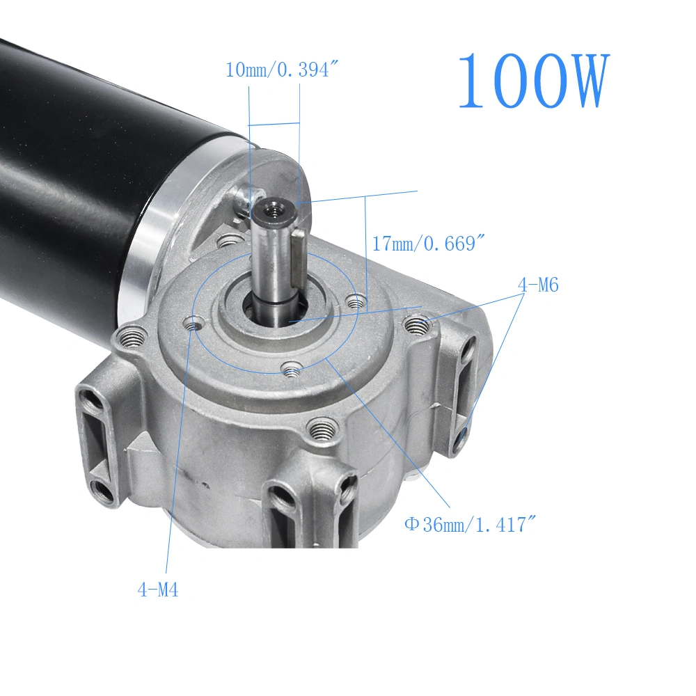 DC24V 60W 100W Single Signal Worm Gear Reducer Motor with Hall Encoder for Hotel Automatic Doors