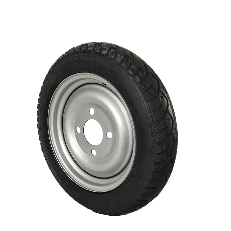 Bánh xe đặc cho xe ba bánh SM 400-8, bộ lốp 4.00-8 trong/ngoài, thiết kế gai dày, đường kính 40cm, rộng 9cm, 4.8kg