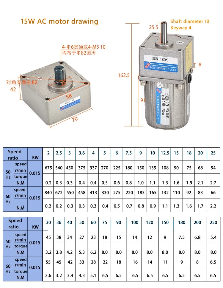 带变速箱的高扭矩低速三相220V 90w交流齿轮电机