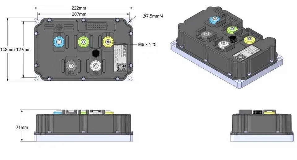 Bộ điều khiển động cơ BLDC mã hóa ND72850 72V 8000W có thể lập trình công suất lớn