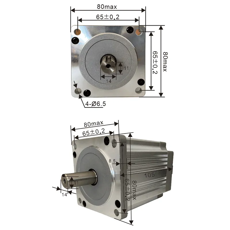Động cơ không chổi than DC 48V tốc độ cao 5000 vòng/phút công suất cao 360W điều chỉnh tốc độ thuận/ngược chiều chân đế lắp mặt bích 80