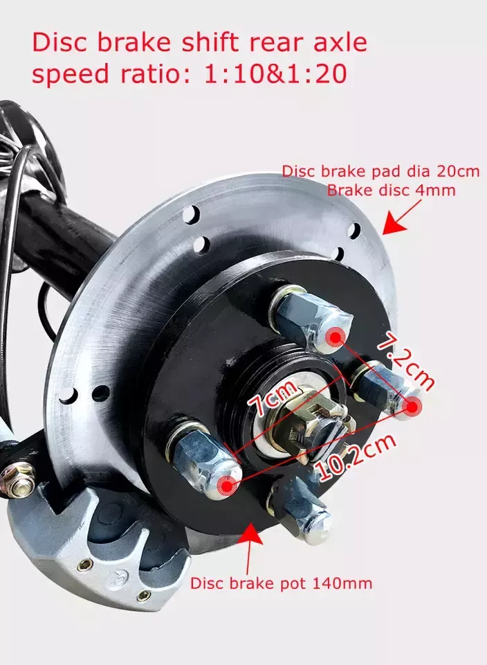 xe điện cầu sau toàn bộ thay đổi hộp số Cụm cầu sau phanh đĩa 60V 72v 1500