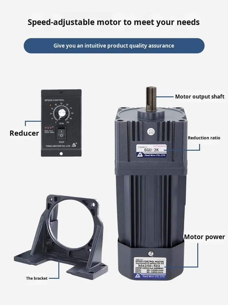 TVT Tianli 1 Phase tốc độ điều chỉnh động cơ giảm bánh răng xoay chiều 6-400W 115/120V khung bánh răng đồng nguyên chất điều chỉnh tốc độ