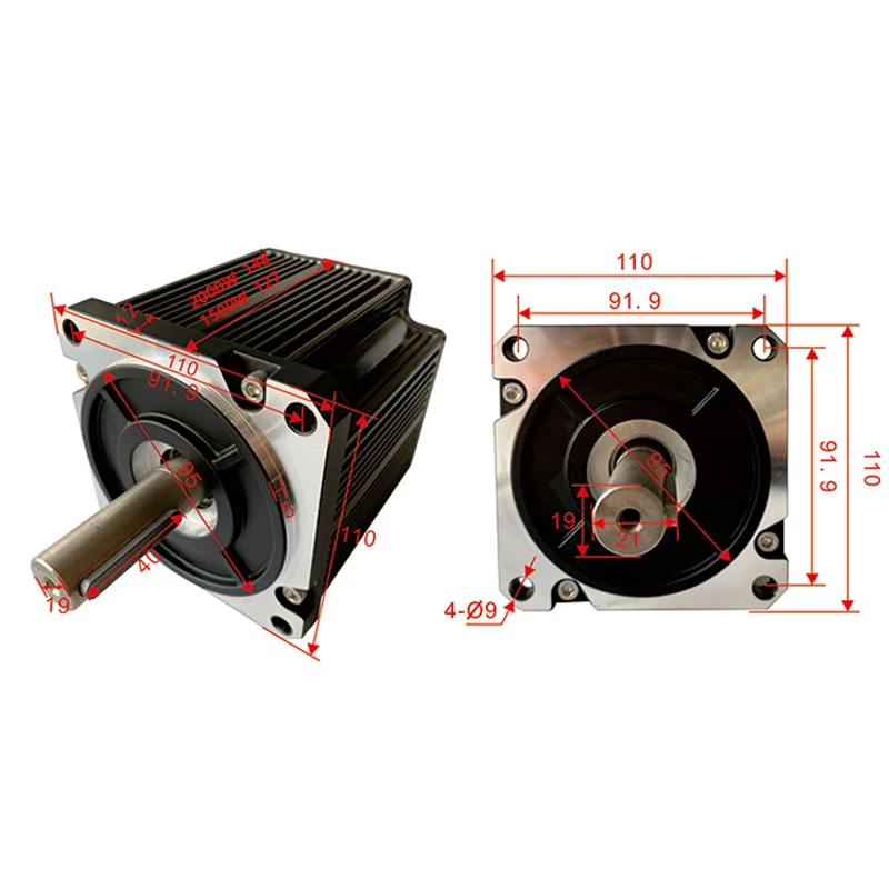 110 High Torque Brushless DC Motor Drive Set QW110F4H05N30 2000W 48V Hall Speed Regulation 1-Year Warranty IP67