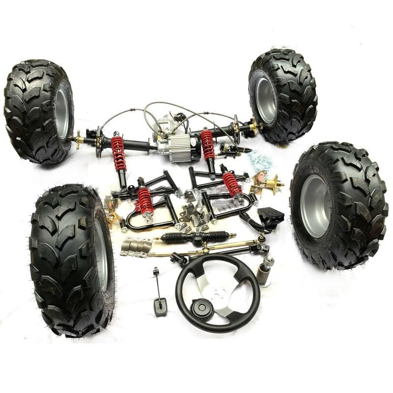 DIY modified four-wheel go-kart accessories front suspension 60V 1000W motor rear axle, with 6-inch tires