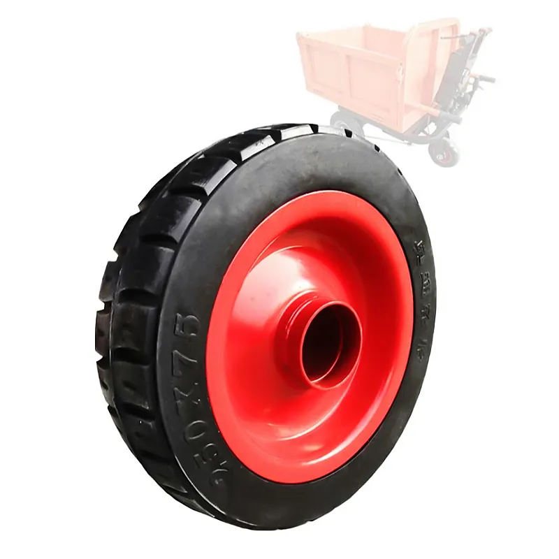 Bánh xe cao su đặc 25 cm cho xe đẩy xây dựng tay lái trên xe điện 10 inch