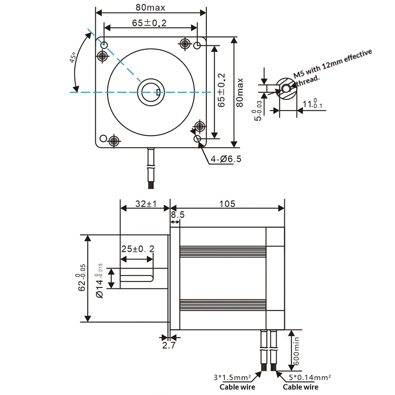 48V DC Brushless Motor High Speed 5000RPM High Power 360W Adjustable Speed Reversible CW/CCW Flange Install Frame 80