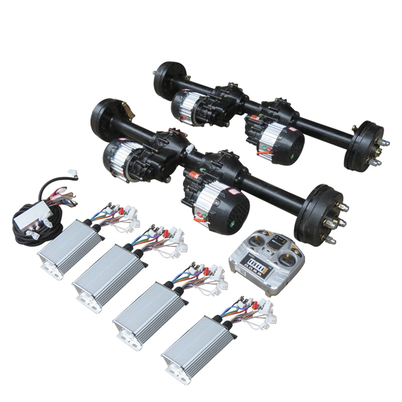Bộ gầm dẫn động bằng điện bốn bánh mới Trục lái công suất cao Gầm xe thực phẩm 48/72V 1000W-8KW Màu đen 10-60km/h
