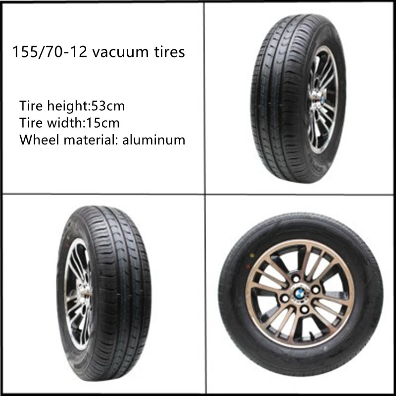 135/145/155/70R-12 Tubeless Tire Assembly for Electric Four-Wheeled Three-Wheeler