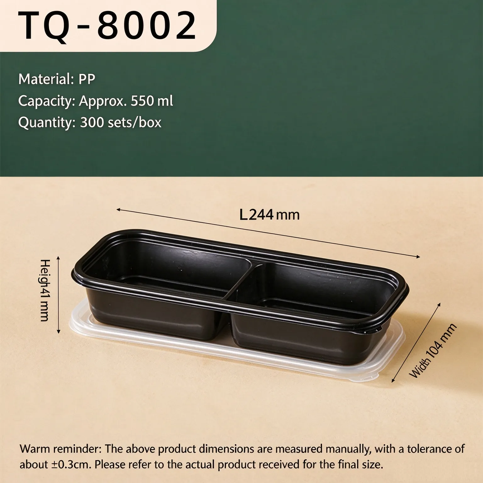 550 ml Two-Compartment PP Food Container — TQ-8002